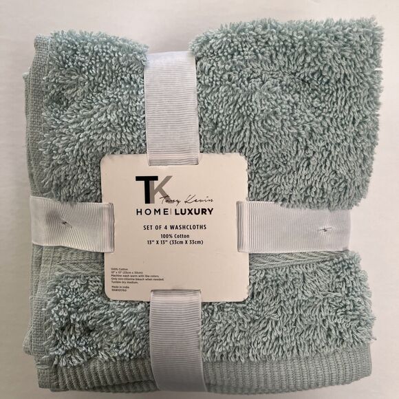 TK Seafoam Wash Cloths Cotton Set of Four 13x13 inch Home Luxury - Picture 1 of 5